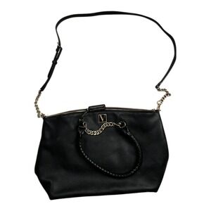 Victoria's Secret Black Faux Leather Chain Strap Shoulder Bag
